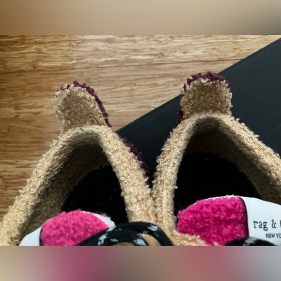 Beige and maroon Rag & Bone Sherpa sneakers - Picture 2 of 13